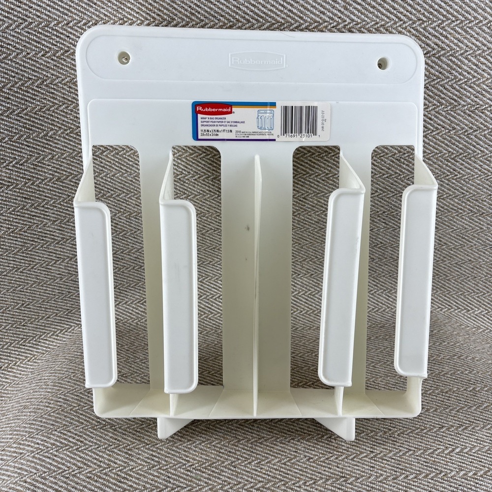 Vintage Rubbermaid WRAP & BAG Organizer 2310 White Plastic Foil Box Holder